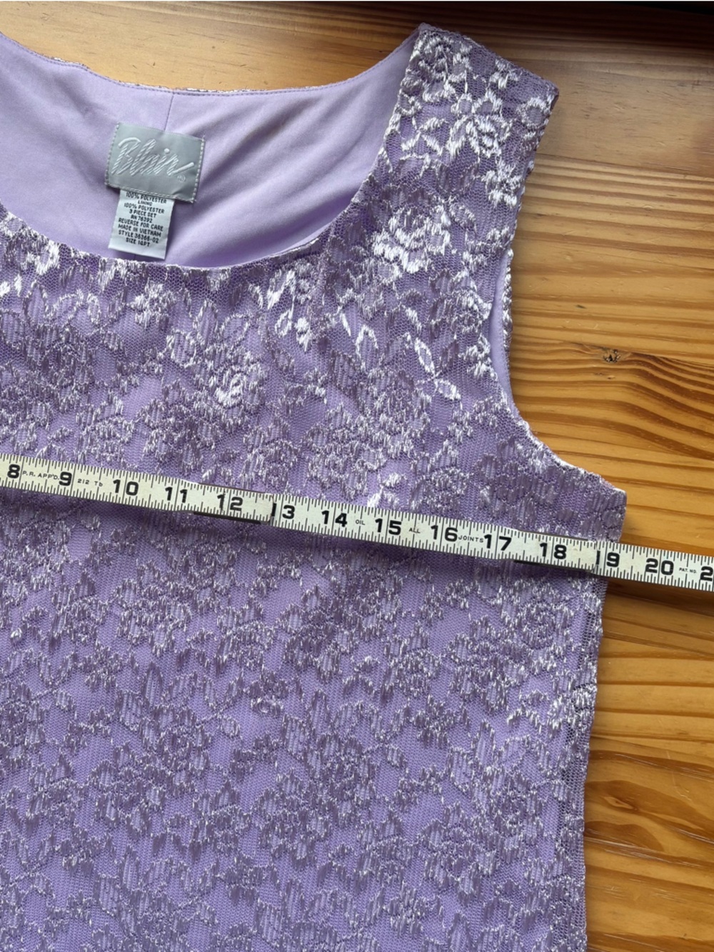 Vintage Blair Lavender Lilac Purple Coquette Lace Tank Top Lined 14PT Fairycore - Picture 7 of 10
